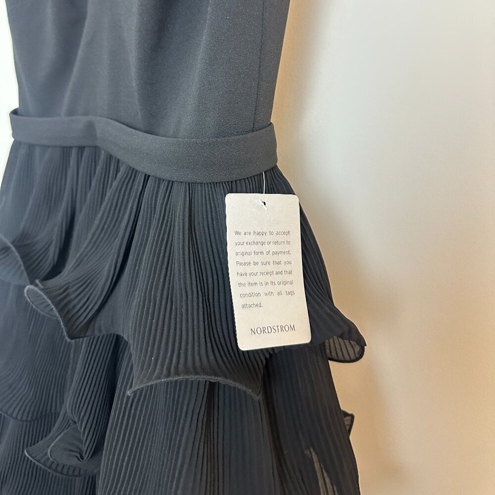 BETSY & ADAM Eleni Tiered Wire Ruffle Gown in Black Size US 6 NWT - Picture 7 of 11